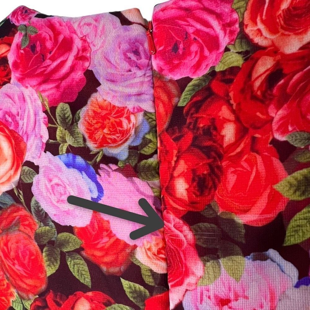 Ieena For Mac Duggal Floral Print Puff Sleeve Side Slit Maxi Dress Red Size 6 - Picture 11 of 12